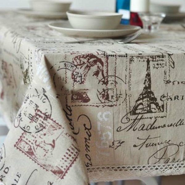 Eiffel Tower Cotton Linen Tablecloth Multi-purpose Universal Coffee Table Dustproof Cover, Size: 90x90cm - Image 4