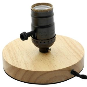 Retro Desktop Decoration Solid Wood E27 Base Lamp Holder without Light Source, EU Plug (Brown)