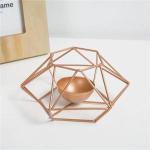 Creative Modern Minimalist Geometric Wrought Iron Gold Candle Holder Ornaments Home Decorations Romantic Candlelight Ornaments, Size: L