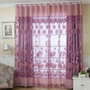 Lotus Flower Curtain Living Room Balcony Curtain, Size: 1x2.5m Punch and Beads (Light Purple)