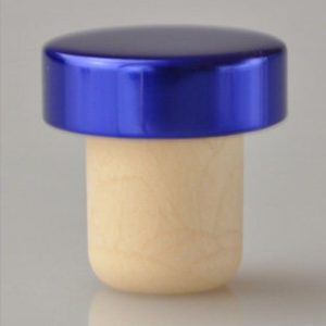 Polymer Wine Stopper Cork Oak Stoppers with Metal Iron Cover, Color: Blue