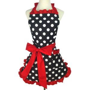 Cotton Dot Overalls Apron (Red)