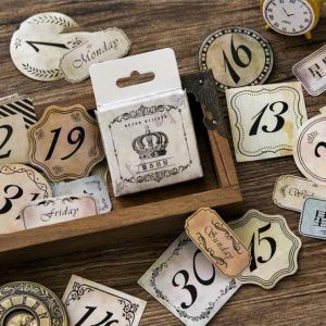 2 PCS Retro Day Pay Number Date Boxed Stickers Sealing Sticker