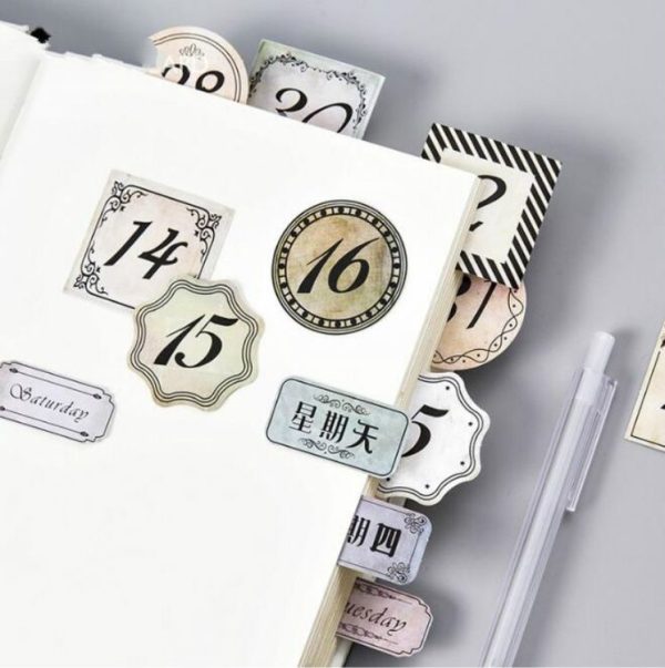 2 PCS Retro Day Pay Number Date Boxed Stickers Sealing Sticker - Image 4