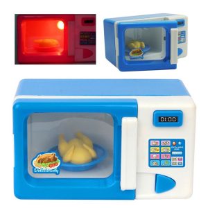 Children Mini Cute Microwave Oven Pretend Role Play Toy Educational for Kids Kitchen Toys (Blue)