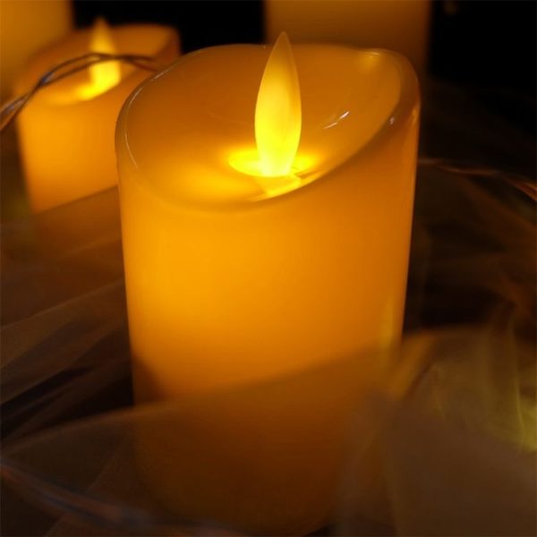 Cylindrical LED Electronic Candle Light Simulation Wedding Candlestick Candle, Size: 10x7.5cm with remote control - Image 6