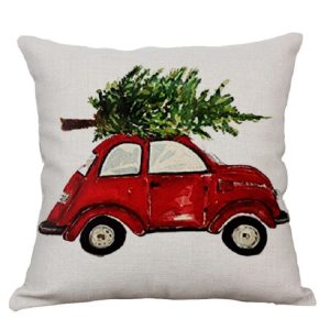 Christmas Decoration Linen Hug Pillowcase Without Pillow (Car Christmas Tree 1)