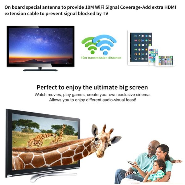 M4 Plus Wireless WiFi Display Dongle Receiver Airplay Miracast DLNA 1080P HDMI TV Stick for iPhone, Samsung, and other Android Smartphones - Image 12