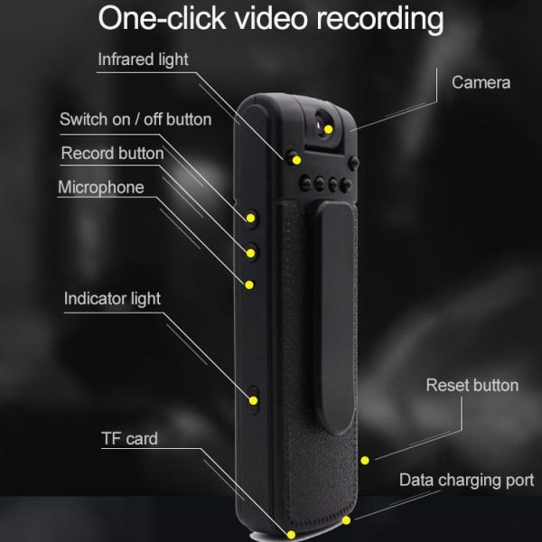 B18 Back Clip Design 1080P HD Camera Recording Pen, Support Motion Detection / Infrared Night Vision / 180 Degrees Rotation Camera / TF Card (Silver Grey) - Image 10