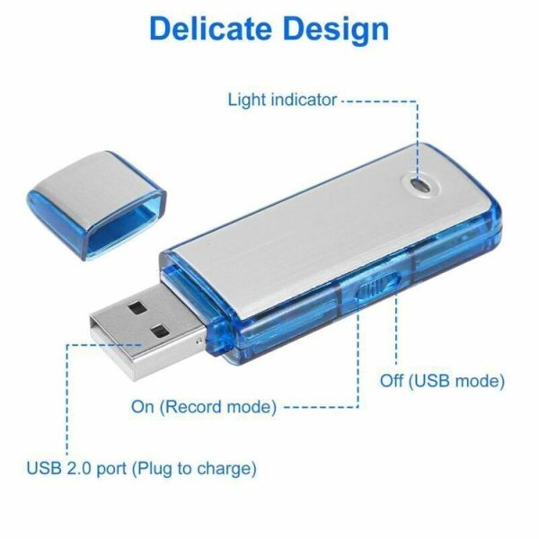 SK858 16GB Rechargeable Portable U-Disk Meeting Voice Recorder (Blue) - Image 3