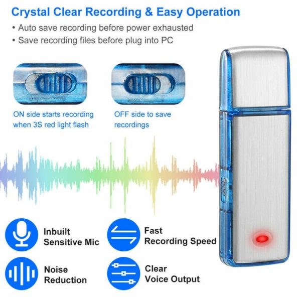SK858 16GB Rechargeable Portable U-Disk Meeting Voice Recorder (Blue) - Image 5