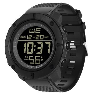 TANK North Edge Men Fashion Professional Military Army Outdoor Sport Waterproof Running Swimming Smart Digital Watch (Black)