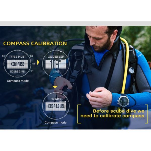 NORTH EDGE AQUA 100m Waterproof Scuba Diver Smart Watch, Support Luminous Display & Compass Mode - Image 6