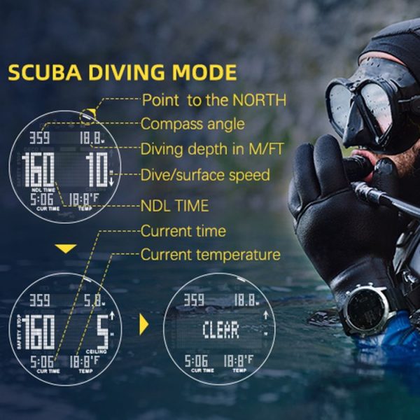 NORTH EDGE AQUA 100m Waterproof Scuba Diver Smart Watch, Support Luminous Display & Compass Mode - Image 7