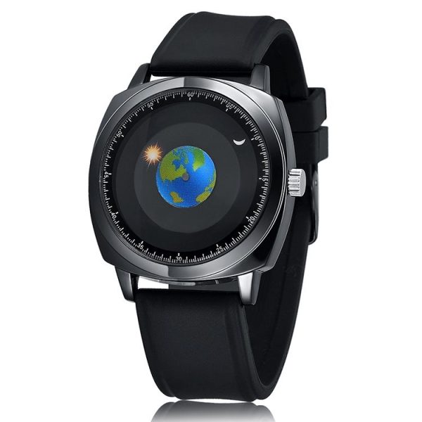 Addies MY-1704 Earth Pattern Silicone Strap Watch for Men, Support Life Waterproof