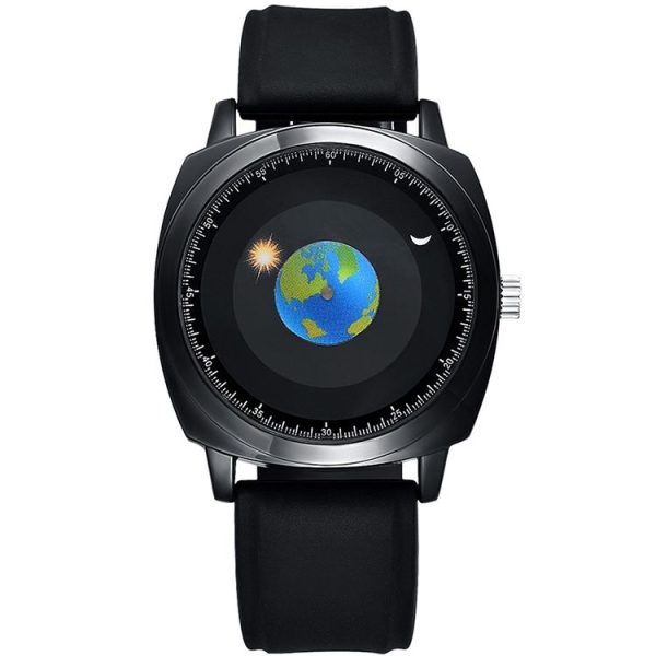 Addies MY-1704 Earth Pattern Silicone Strap Watch for Men, Support Life Waterproof - Image 2