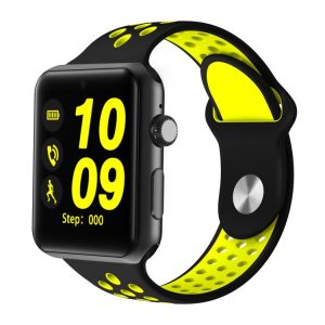 DOMINO DM09 Plus Watch Phone, 128MB+64MB, 1.54 inch IPS Screen MTK2502C-ARM7, Silicone Watch Band, Bluetooth 4.0, Network: 2G, Support Pedometer / Text to Speech / Sleep Monitor / Sedentary Reminder / Anti-lost / Voice Changer / Notification Reminder / Voice Interaction / Remote Capture (Black + Black & Yellow)
