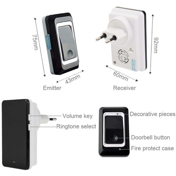 SAFUL K108 Waterproof Wireless Smart Doorbell, Dual Transmitter One Receiver, EU Plug - Image 5