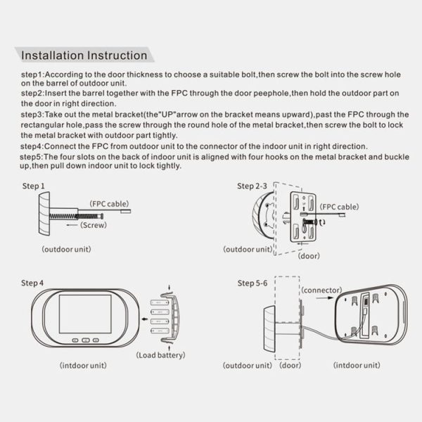 DD1 Smart Electronic Cat Eye Camera Doorbell with 2.8 inch LCD Screen, Support Infrared Night Vision (Silver) - Image 11