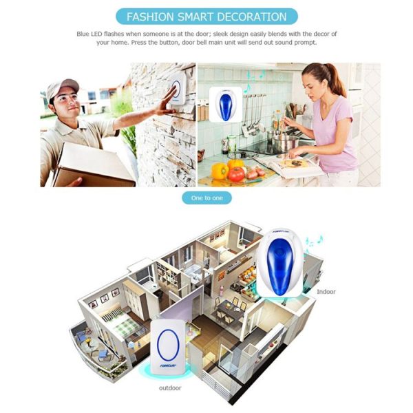 Forecum 7 Wireless Smart Home Doorbell with Single Receiver, Remote Control Distance: 200m (Open Air), EU Plug - Image 12