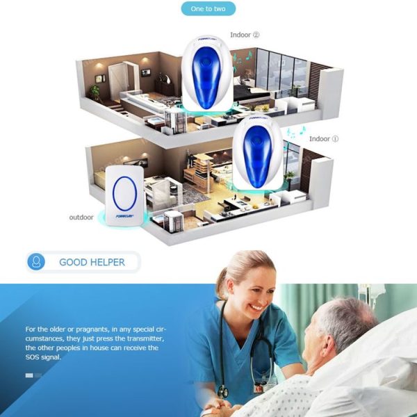 Forecum 7 Wireless Smart Home Doorbell with Single Receiver, Remote Control Distance: 200m (Open Air), EU Plug - Image 13