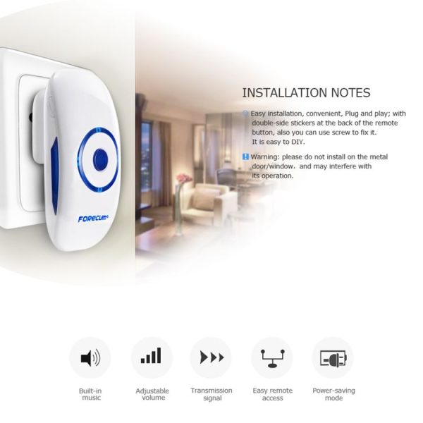 Forecum 8 Wireless Smart Home Doorbell with Single Receiver, Remote Control Distance: 200m (Open Air), EU Plug - Image 11
