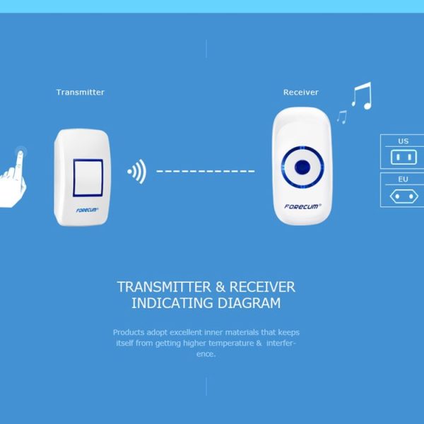 Forecum 8 Wireless Smart Home Doorbell with Single Receiver, Remote Control Distance: 200m (Open Air), EU Plug - Image 13