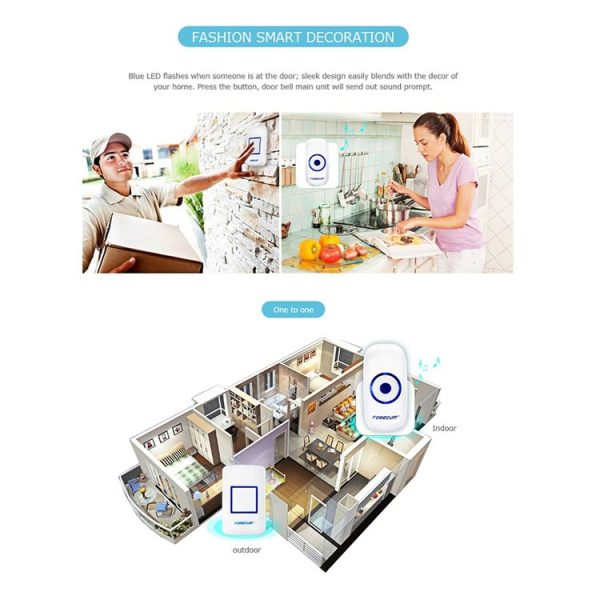 Forecum 8 Wireless Smart Home Doorbell with Single Receiver, Remote Control Distance: 200m (Open Air), EU Plug - Image 14