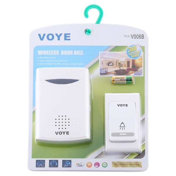 VOYE V006B Home Music Remote Control Wireless Doorbell with 38 Polyphony Sounds (White) - Image 6