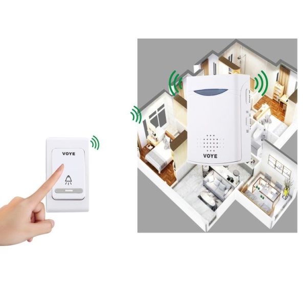 VOYE V006B Home Music Remote Control Wireless Doorbell with 38 Polyphony Sounds (White) - Image 8