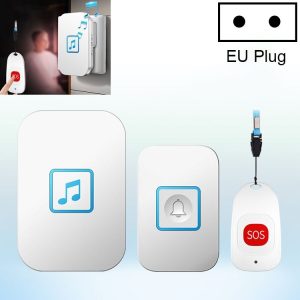 CACAZI C86 Wireless SOS Pager Doorbell Old man Child Emergency Alarm Remote Call Bell, EU Plug (White)