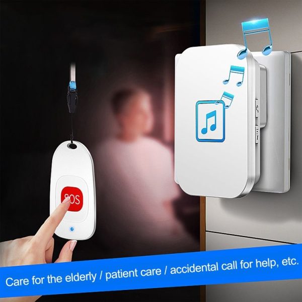 CACAZI C86 Wireless SOS Pager Doorbell Old man Child Emergency Alarm Remote Call Bell, EU Plug (White) - Image 10