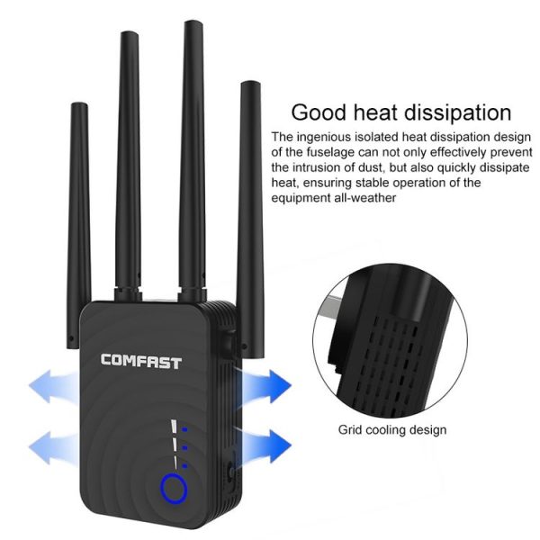 COMFAST CF-WR754AC 1200Mbps Dual-band Wireless WIFI Signal Amplifier Repeater Booster Network Router with 4 Antennas - Image 3