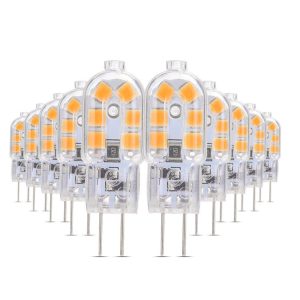 10 PCS AC 220-240V G4 3W 12LEDs 2835SMD LED Dimmable Double Needle Transparent Peanut Lamp (Warm White)
