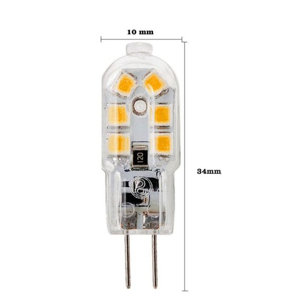 10 PCS AC 220-240V G4 3W 12LEDs 2835SMD LED Dimmable Double Needle Transparent Peanut Lamp (Warm White) - Image 2