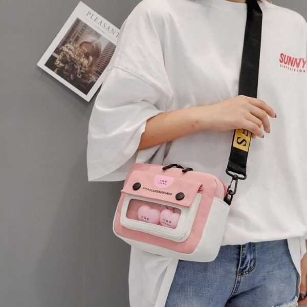 Canvas Single Shoulder Bag Ladies Handbag (Color: Pink 1 Size: OneSize)