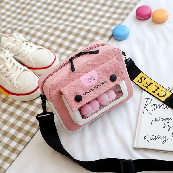 Canvas Single Shoulder Bag Ladies Handbag (Color: Pink 1 Size: OneSize) - Image 3