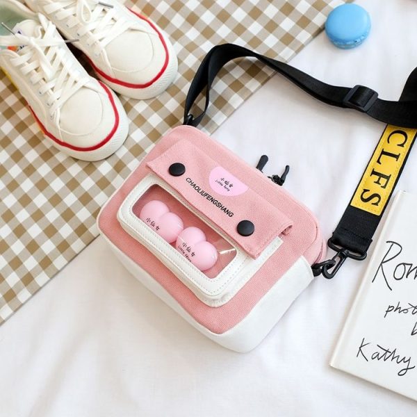 Canvas Single Shoulder Bag Ladies Handbag (Color: Pink 1 Size: OneSize) - Image 5