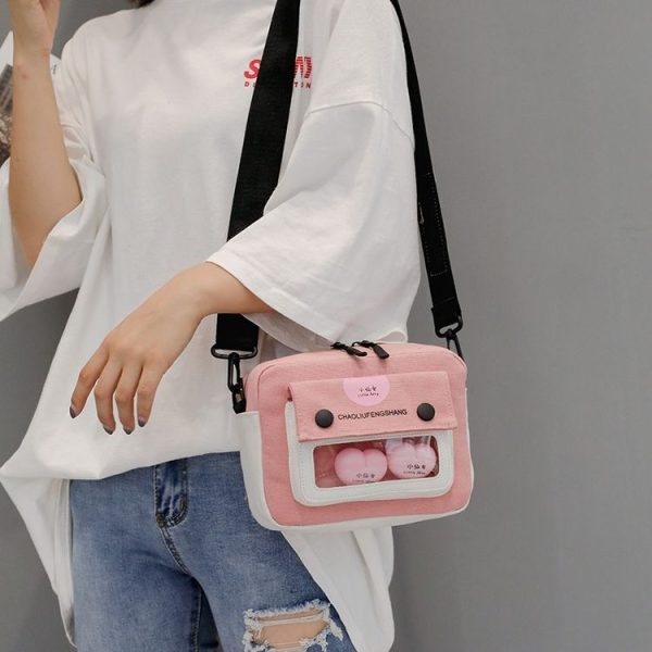 Canvas Single Shoulder Bag Ladies Handbag (Color: Pink 1 Size: OneSize) - Image 8
