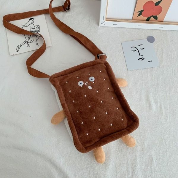Plush Square Single Shoulder Bag Handbag Messenger Bag (Color: Brown Size: OneSize)