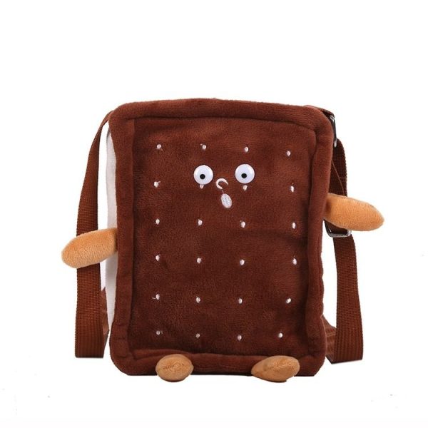 Plush Square Single Shoulder Bag Handbag Messenger Bag (Color: Brown Size: OneSize) - Image 2
