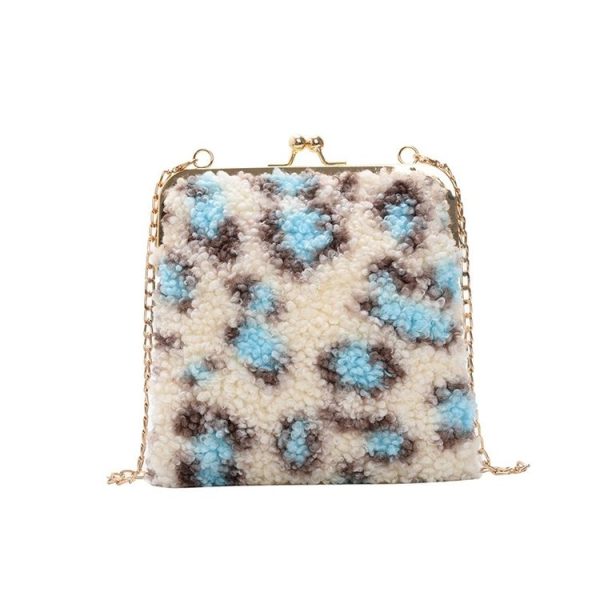 Fashion Wool Coating Chain Strap Single Shoulder Bag Handbag Messenger Bag (Color: Blue Size: OneSize) - Image 2