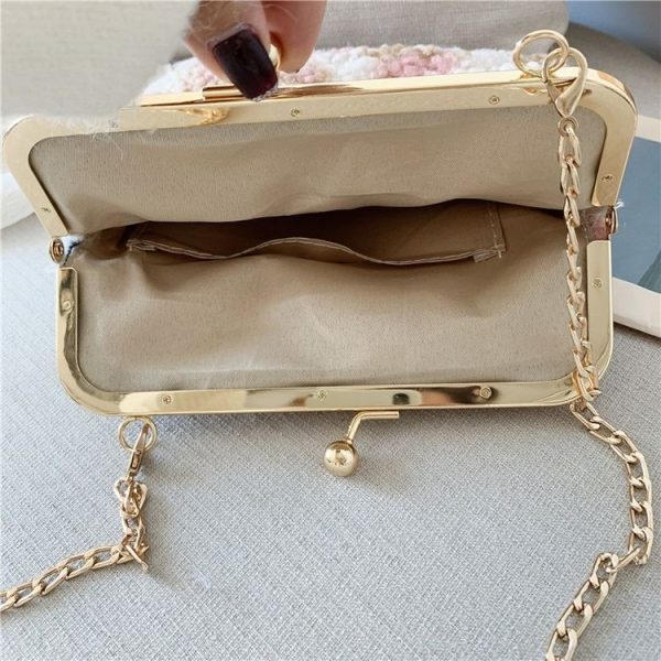 Fashion Wool Coating Chain Strap Single Shoulder Bag Handbag Messenger Bag (Color: Blue Size: OneSize) - Image 7