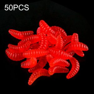 HENGJIA SO106 50 PCS 20mm Simulation Bread Bait Worms Crescent Soft Bait Horseback Fish Worm Bait Fishing Gear (Red)